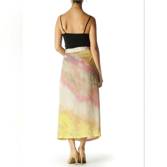 Zara Medium Multicolored Watercolor tie-dye Midi skirt Wearable Art Artsy - Picture 4 of 10